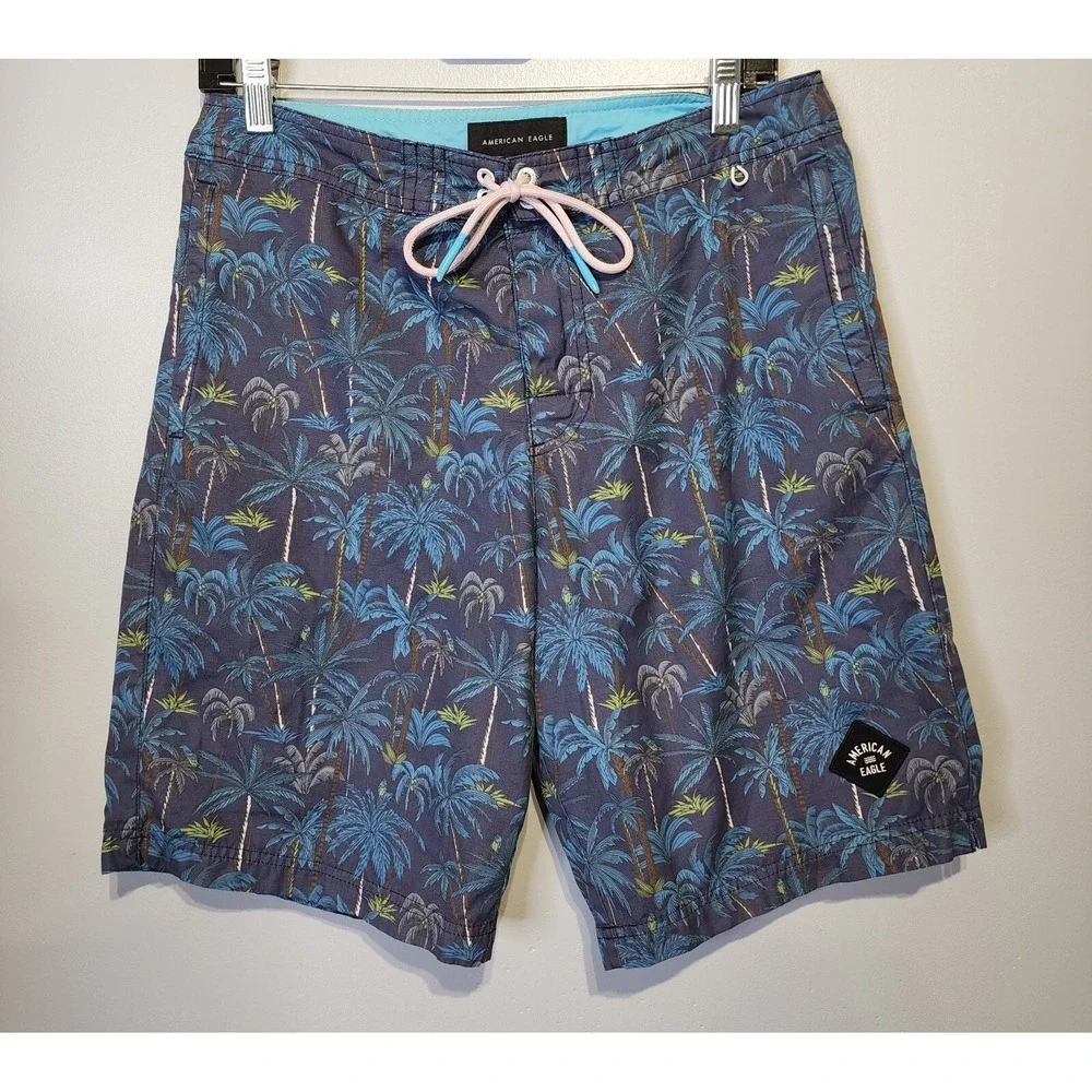 American Eagle Outfitters Men's Small Palm Board Shorts‎ Linerless Swim Trunks